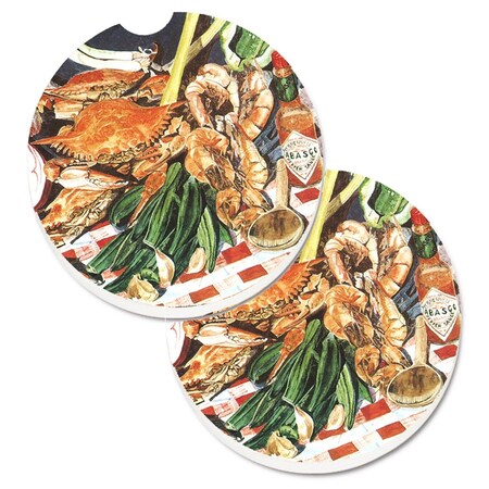 Carolines Treasures Crab Boil Set of 2 Cup Holder Car Coaster 8537CARC